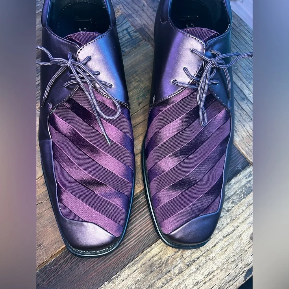 Den Zel Collection Boys Plum/Purple Lace-up Dress Shoe (MB1)